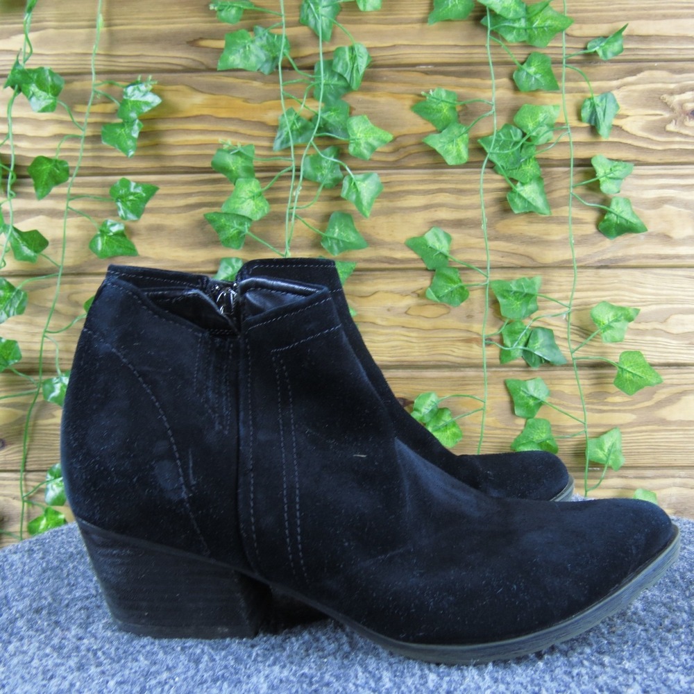 Blondo Waterproof Suede Ankle Boots Black Size Zip Closure Block Heel 8.5M - Picture 3 of 7